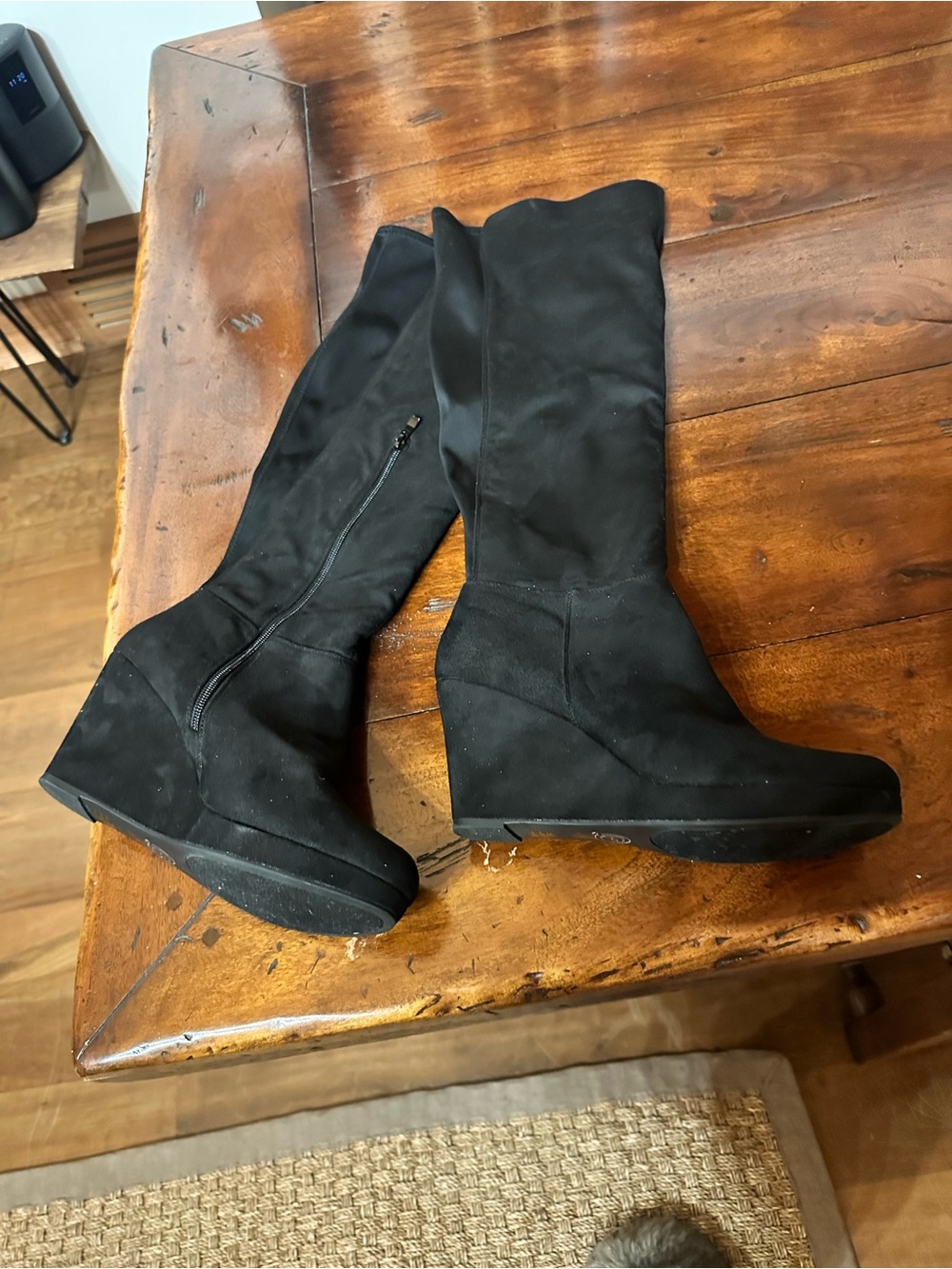 Chinese Laundry Black Knee-High Wedge Boots